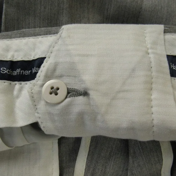 Hart Schaffner Marx Dress Pants Mens 36 Wool Cashmere Gray Pleated Unhemmed - Picture 14 of 16